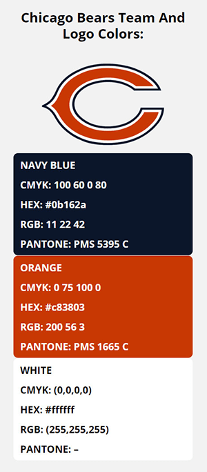 chicago bears color codes