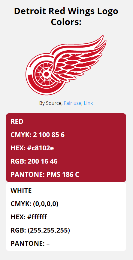detroit red wings team colors