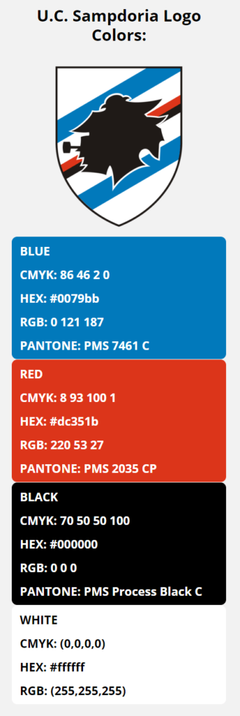 U.C. Sampdoria Team Colors | HEX, RGB, CMYK, PANTONE COLOR CODES OF
