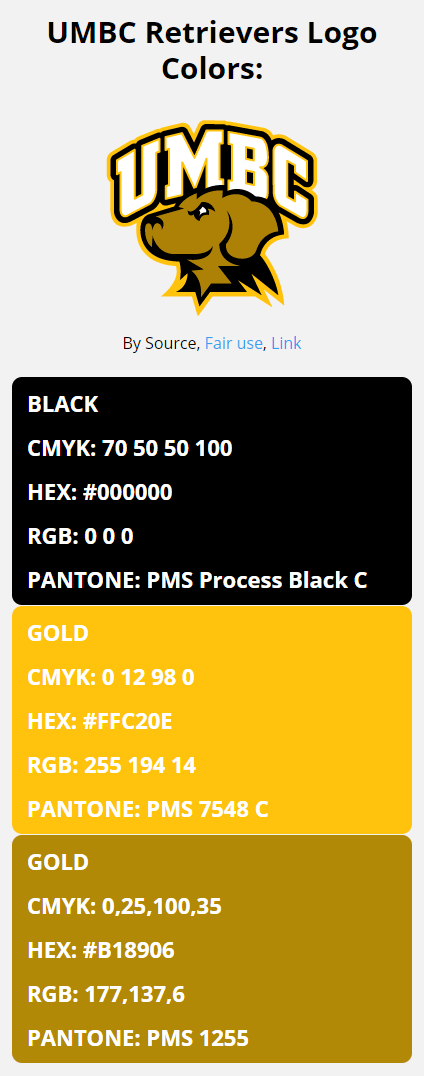 UMBC Retrievers Team Colors | HEX, RGB, CMYK, PANTONE COLOR CODES OF ...