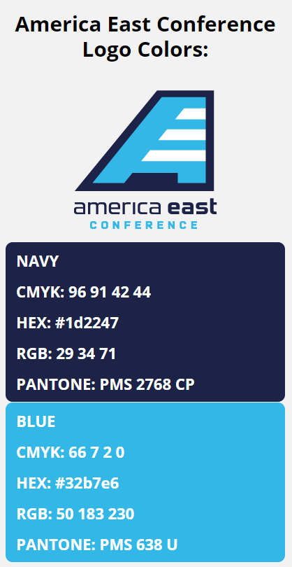 america east conference color codes