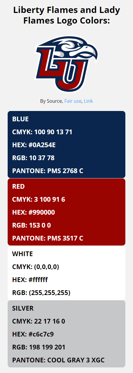 Liberty Flames Team Colors | HEX, RGB, CMYK, PANTONE COLOR CODES OF ...