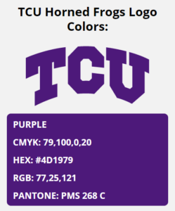 TCU Horned Frogs Team Colors | HEX, RGB, CMYK, PANTONE COLOR CODES OF ...