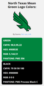 North Texas Mean Green Team Colors | HEX, RGB, CMYK, PANTONE COLOR ...