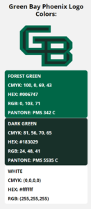 Green Bay Phoenix Team Colors | HEX, RGB, CMYK, PANTONE COLOR CODES OF ...