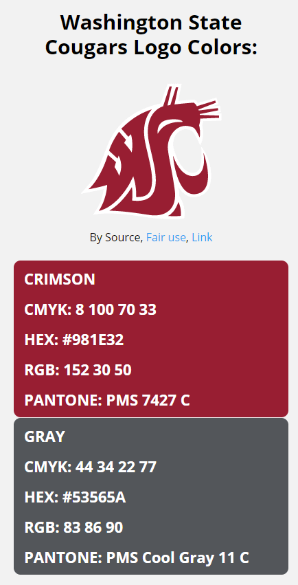 ncaa color codes pac 12 color codes washington state cougars team colors