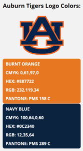 Auburn Tigers Team Colors | HEX, RGB, CMYK, PANTONE COLOR CODES OF ...