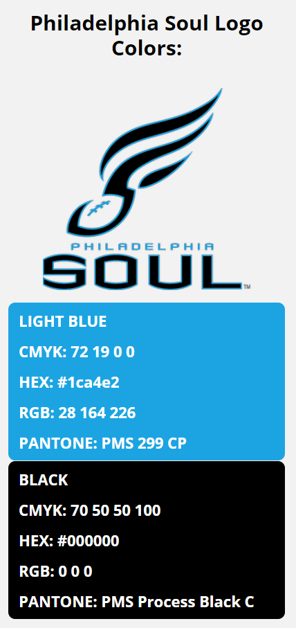 afl color codes philadelphia soul team colors