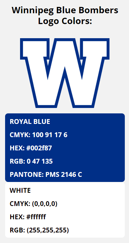 canadian football league color codes winnipeg blue bombers team colors