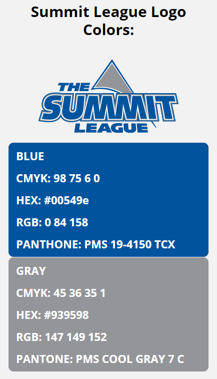 ncaa color codes summit league color codes