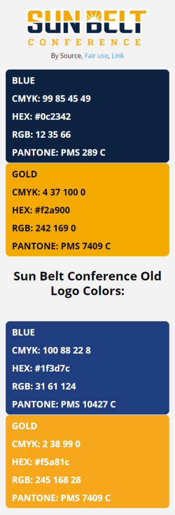 ncaa color codes sun belt conference color codes