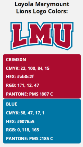 Loyola Marymount Lions Team Colors | HEX, RGB, CMYK, PANTONE COLOR ...