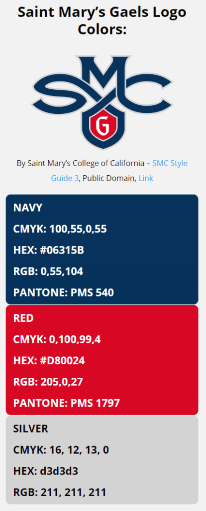ncaa color codes west coast conference color codes saint marys gaels team colors
