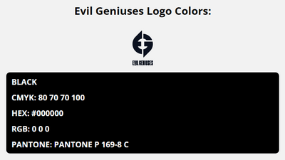 evil geniuses team colors codes in HEX, CMYK, RGB, and Pantone