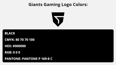 giants gaming team colors codes in HEX, CMYK, RGB, and Pantone