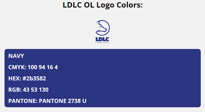 ldlc ol team colors codes in HEX, CMYK, RGB, and Pantone
