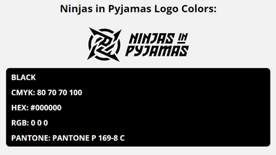 ninjas in pyjamas team colors codes in HEX, CMYK, RGB, and Pantone