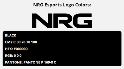 nrg esports team colors codes in HEX, CMYK, RGB, and Pantone