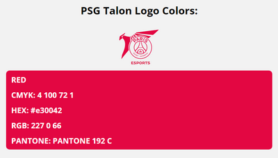 psg talon team colors codes in HEX, CMYK, RGB, and Pantone