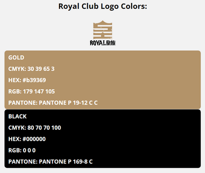 royal club team colors codes in HEX, CMYK, RGB, and Pantone