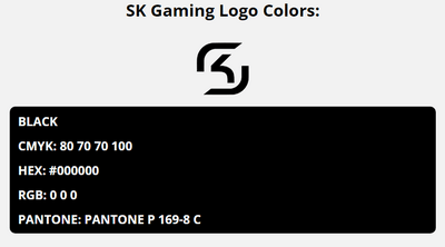 sk gaming team colors codes in HEX, CMYK, RGB, and Pantone