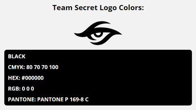 team secret team colors codes in HEX, CMYK, RGB, and Pantone