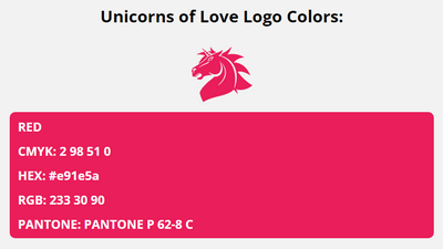 unicorns of love team colors codes in HEX, CMYK, RGB, and Pantone
