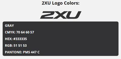 2xu brand colors in HEX, RGB, CMYK, and Pantone