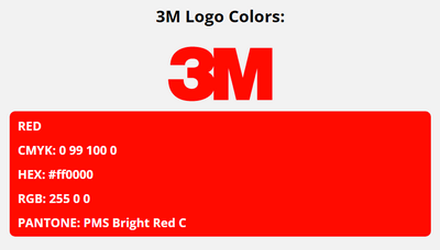 3m brand colors in HEX, RGB, CMYK, and Pantone