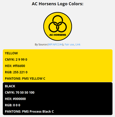 ac horsens team color codes in HEX, RGB, CMYK, and Pantone