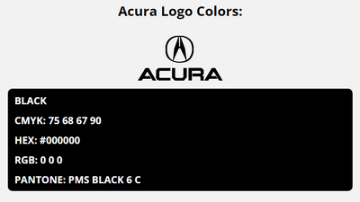 acura brand colors in HEX, RGB, CMYK, and Pantone
