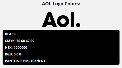 aol brand colors in HEX, RGB, CMYK, and Pantone