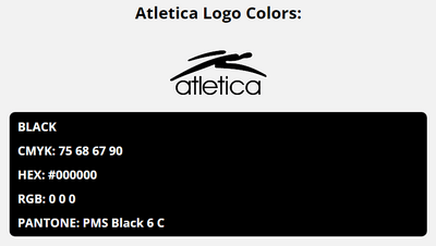 atletica brand colors in HEX, RGB, CMYK, and Pantone