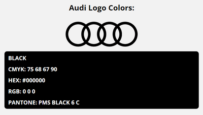 audi brand colors in HEX, RGB, CMYK, and Pantone