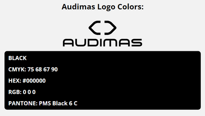 audimas brand colors in HEX, RGB, CMYK, and Pantone