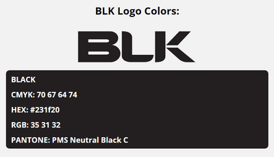blk brand colors in HEX, RGB, CMYK, and Pantone