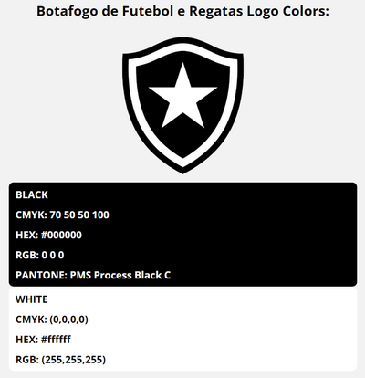 botafogo de futebol e regatas team colors codes in HEX, RGB, CMYK, and Pantone