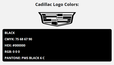 cadillac brand colors in HEX, RGB, CMYK, and Pantone