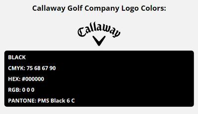 callaway brand colors in HEX, RGB, CMYK, and Pantone