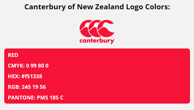 canterbury brand colors in HEX, RGB, CMYK, and Pantone