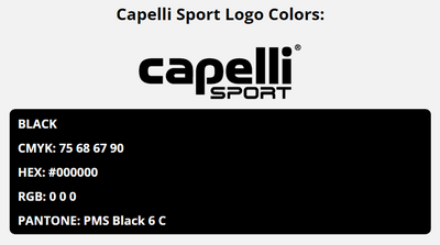 capelli sport brand colors in HEX, RGB, CMYK, and Pantone
