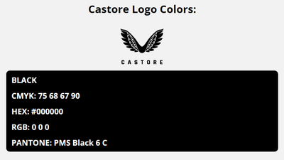 castore brand colors in HEX, RGB, CMYK, and Pantone