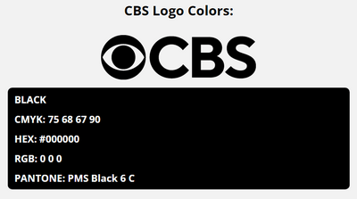 cbs brand colors in HEX, RGB, CMYK, and Pantone