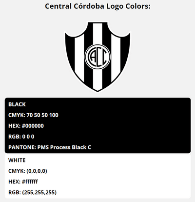 central cordoba de santiago del estero team color codes in HEX, RGB, CMYK, and Pantone