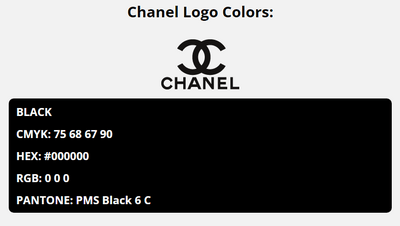 chanel brand colors in HEX, RGB, CMYK, and Pantone