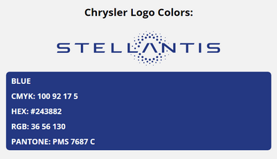 chrysler brand colors in HEX, RGB, CMYK, and Pantone