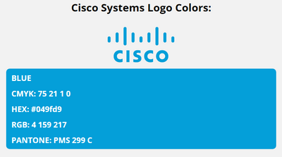 cisco brand colors in HEX, RGB, CMYK, and Pantone