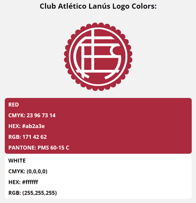 club atletico lanus team color codes in HEX, RGB, CMYK, and Pantone