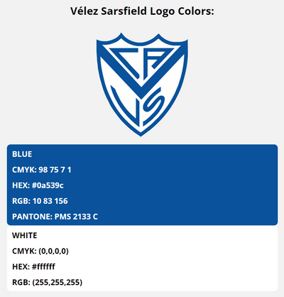 club atletico velez sarsfield team color codes in HEX, RGB, CMYK, and Pantone