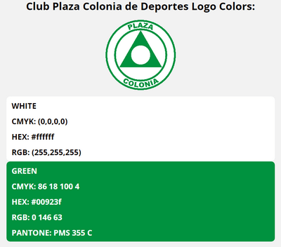 club plaza colonia de deportes team color codes in HEX, RGB, CMYK, and Pantone